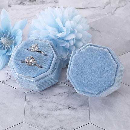 Octagon Ring Box Flannel Cloth Cloth Italian Velvet Pair Ring Jewelry