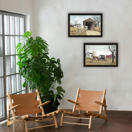 Billy Jacobs 2-Piece Miller's Creek Bridge Wall Art Set, Black Framed