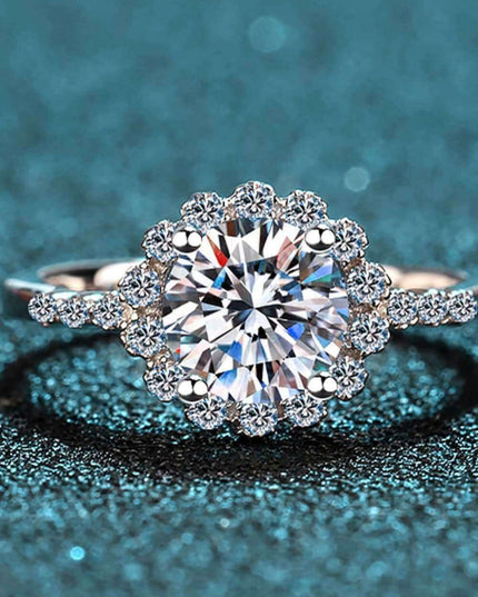 Elegant Halo Lab-Diamond and Zircon Accent Ring