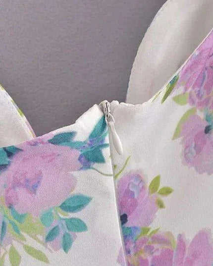 Eclectic Elegance: Lace-Trim Asymmetrical Puff Sleeve Boho Dress