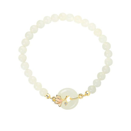 Peekaboo Studio Orchid Hetian Jade S925 Silver Magnolia Beads Bracelet