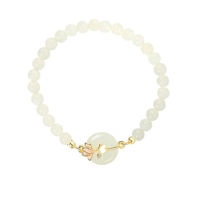 Peekaboo Studio Orchid Hetian Jade S925 Silver Magnolia Beads Bracelet