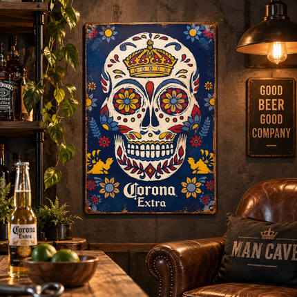 Vintage Beer Emblem Metal Wall Art — Retro Home Bar, Garage & Man Cave Sign
