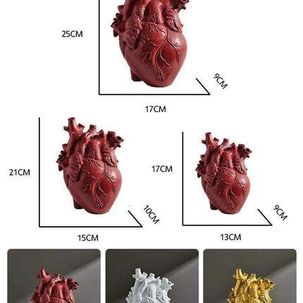 Anatomical Heart Artistry Resin Vase - Unique Home Accent Decor