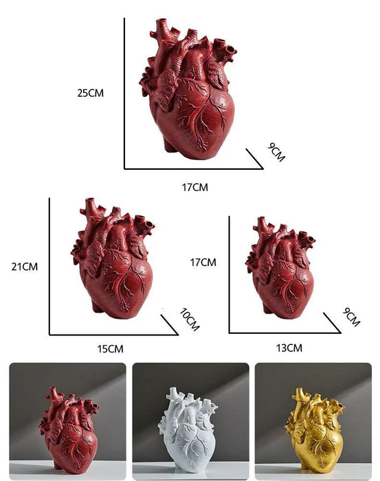 Anatomical Heart Resin Flower Vase - Unique Home Decor Accent