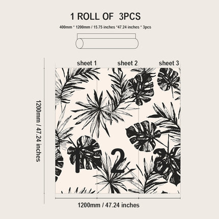 Plant Flower Pattern PVC Self Adhesive Wallpaper Moisture Proof Stain Resistant