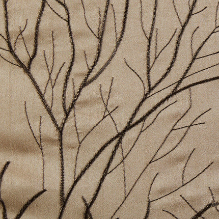 Room & Decor Faux Silk Embroidered Window Valance, 50x18", Tan