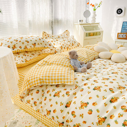 Peekaboo Studio Four-Piece Sanding Skin Bed Sheet Set with Quilt Cover