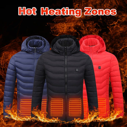 Winter Heated Jacket USB Electric Cotton Coat Zip-up Heater Thermal Cl