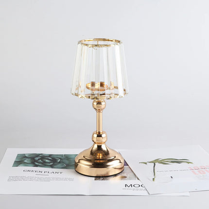 European Crystal Glass Look Candlestick Metal For Romantic Wedding Decor