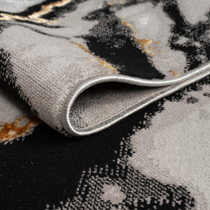 Tali Luxury Grey & Black Abstract Area Rug - Soft Polyester, Durable D