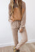 Brown Corded Colorblock Pullover and Jogger Pants Set
