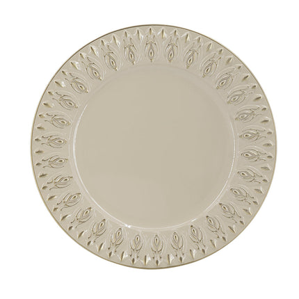 Room and Decor 8 Pack 14" Cream Plastic Charger Plates - Durable & Ele