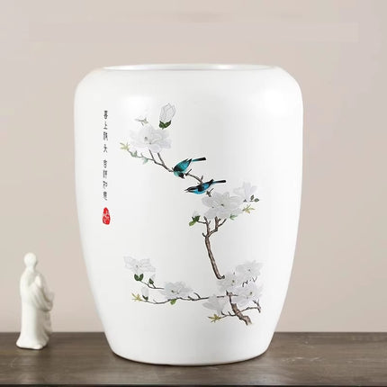 Peekaboo Studio Chinese Style Magnolia & Bird Floral Vase, Elegant Des