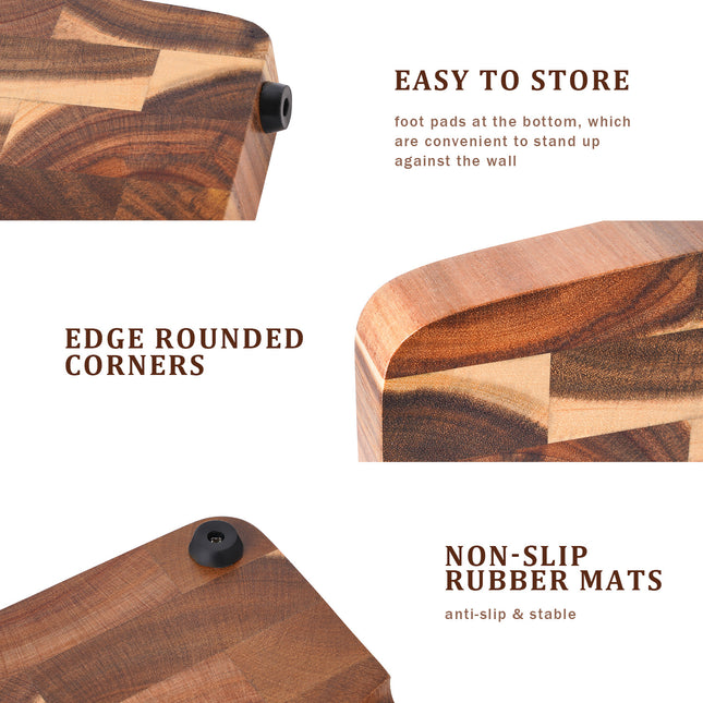 Large Geometric Grid Acacia Mangium Cutting Board for Kitchen
