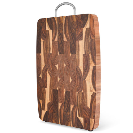 Large Geometric Grid Acacia Mangium Cutting Board for Kitchen