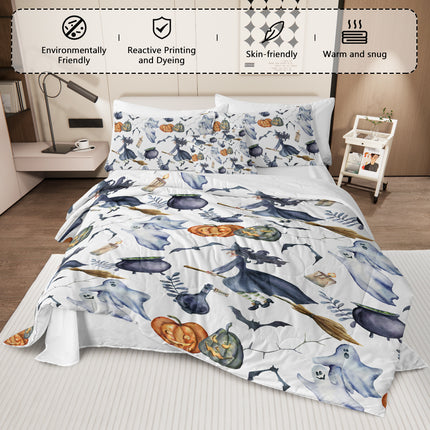 Peekaboo Studio 8-Piece Halloween Comforter Set with Witch Pattern