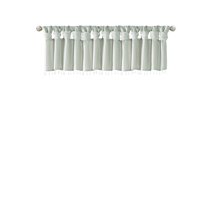 Room & Decor Lightweight Faux Silk Valance with Beads, Dusty Aqua 50x2