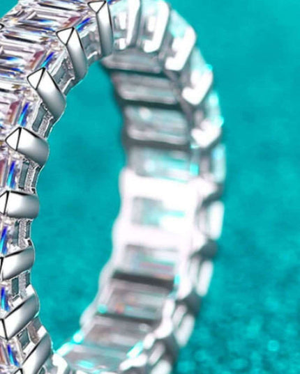 Elegant 10.5 Carat Moissanite and Sterling Silver Ring Set with Rhodium Finish