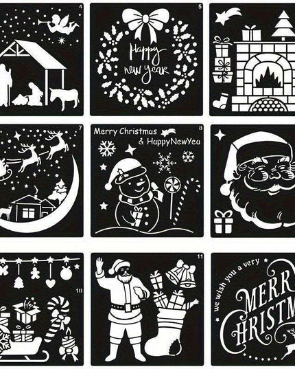 Christmas Creativity: 12-Piece Stencil Set for Festive Wall Art and DIY Decor