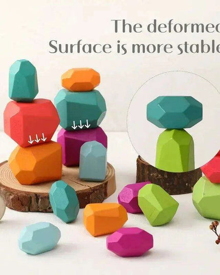 Colorful Wooden Building Blocks Kit for Creative Learning and Logical Development