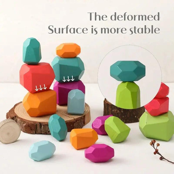 Colorful Wooden Building Blocks Kit for Creative Learning and Logical Development