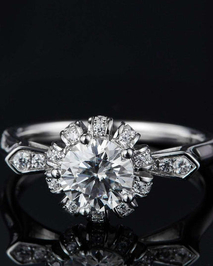 Luxe Elegance 1 Carat Lab-Diamond Sterling Silver Ring - Graceful Collection