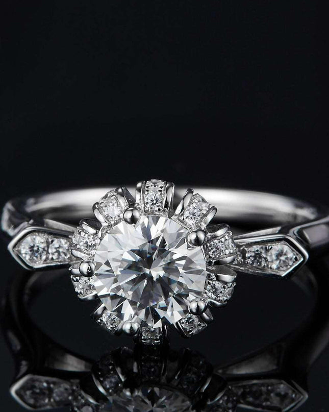 Luxe Elegance 1 Carat Lab-Diamond Sterling Silver Ring - Graceful Collection