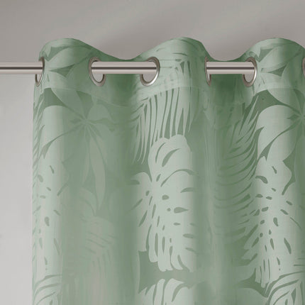 Room & Decor Palm Leaf Burnout Window Sheer, Sage Green, 50x95", Light