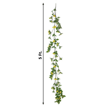 AliKopy 5.5ft Yellow Artificial Daisy Magnolia Leaf Garland - Durable,