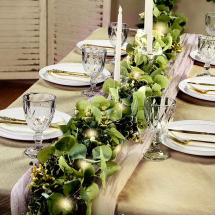 AliKopy 6.5ft Eucalyptus & Boxwood Garland with 20 LED Fairy Lights