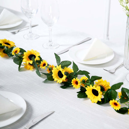 AliKopy 6.5ft Artificial Silk Sunflower Table Garland, Durable & Lifel