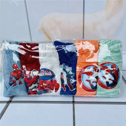 6-Pack Kids Cotton Underwear with Favorite Cartoon Characters - Spiderman, Mickey Mouse, Elsa, and Cars Designs - Très Elite