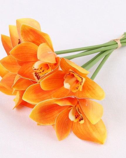 Lifelike 6-Piece Faux Butterfly Orchid Flower Ensemble - Effortless Chic for Every Setting