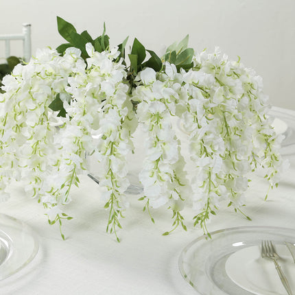 AliKopy 6 Pack Cream Silk Wisteria Vines - Long 21" Hanging Plants