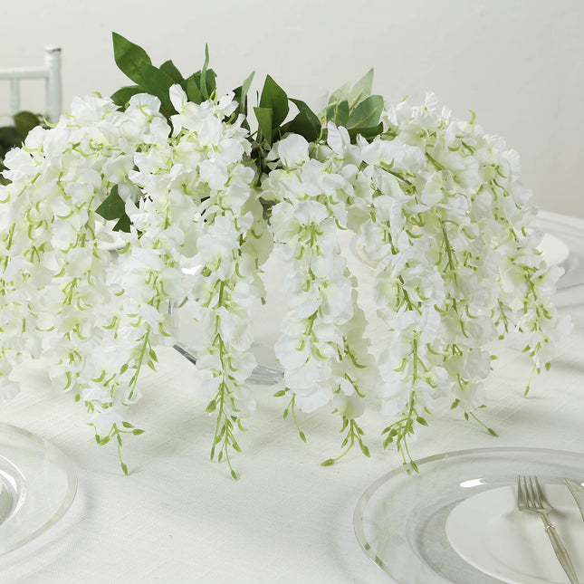 AliKopy 6 Pack Cream Silk Wisteria Vines - Long 21" Hanging Plants