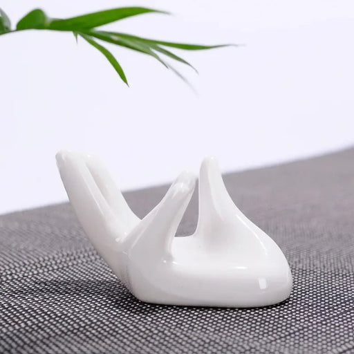 6-Piece Set Ceramic Hand-Shaped Egg Cup Holders with Business Card Stand