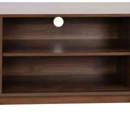 60" Walnut-Finished Mid-Century Modern TV Stand with Soft-Close Doors and Adjustable Shelf - Très Elite