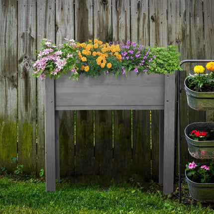 Room and Decor Elevated Wooden Garden Bed with Legs, 31x31x16 Inch, Gr