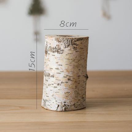 Birch Wood Candle Holder — Rustic Candlestick for Home Decor and Weddings