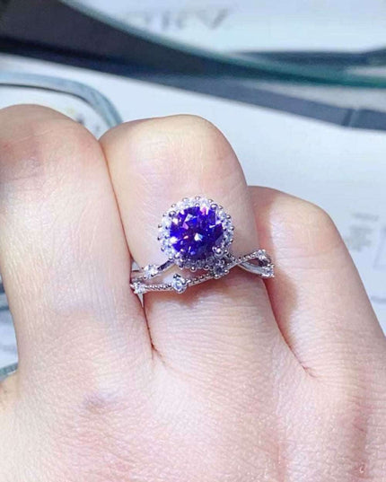 Elegant 1 Carat Lab Grown Moissanite & Zircon Silver Ring - A Luxurious Statement Piece