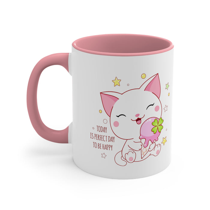Coffee Cat 11oz Vibrant Accent Two-Tone Design Ceramic Mug
