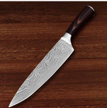Damascus Pattern Slicing Knife 7Cr17 Stainless Steel Razor Sharp Kitchen Knife