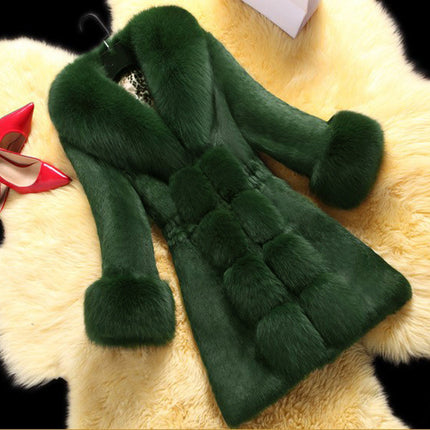 Women's Faux Fur Coat with Statement Collar and Cuffs