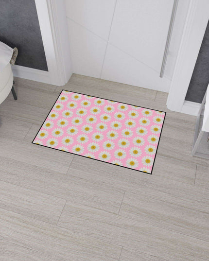 Chic Pink Daisy Non-Slip Welcome Mat - Maison d'Elite Luxe Series