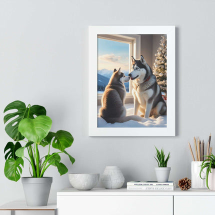 Sustainable Holiday Husky Vertical Wall Art Print