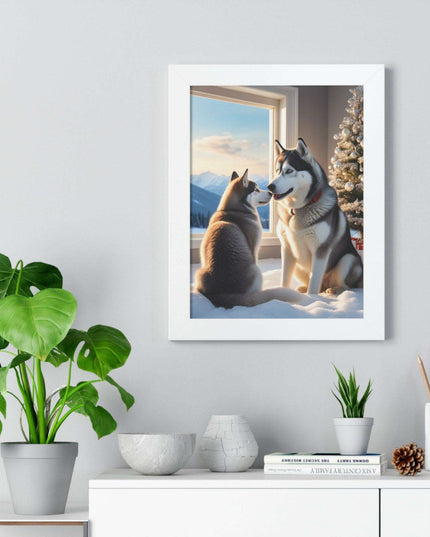 Sustainable Holiday Husky Vertical Wall Art Print