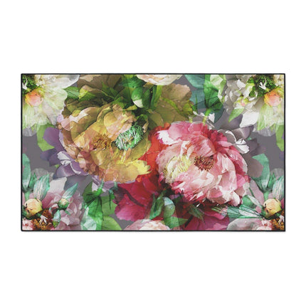 Elegant Vintage Floral Area Rug with Stylish Black Border and Non-Slip Backing