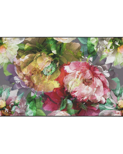 Elegant Vintage Floral Area Rug with Stylish Black Border and Non-Slip Backing