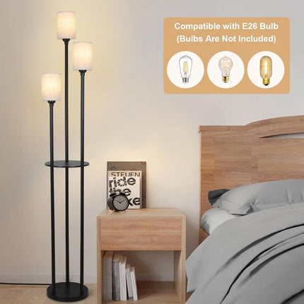 Room and Decor Modern 3-Light Floor Lamp with Shelves & Foot Switch